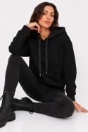 GUESS Zendra Hoodie – Czarna Bluza z Kapturem Logo 3D – Rozmiar S