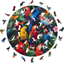 Iconic Puzzles - Kolorowe papugi, 100% zrównoważone drewniane puzzle,, rozmiar L, 600 sztuk
