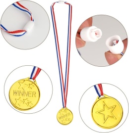 MEDAL ZŁOTY PLASTIKOWY ZESTAW 3 SZTUK ZAWODY KONKURSY GRY