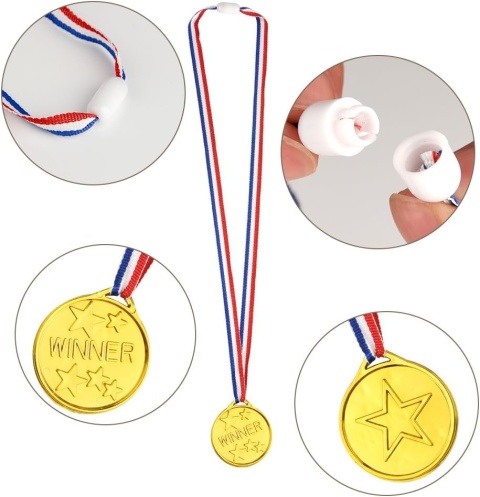 MEDAL ZŁOTY PLASTIKOWY ZESTAW 3 SZTUK ZAWODY KONKURSY GRY