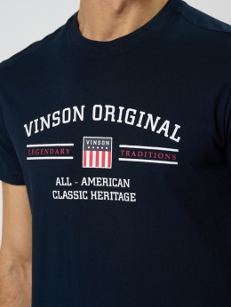 Produkt bez nazwy VINSON ORIGINAL – Męski T-shirt z nadrukiem, Granatowy100% bawełna, rozmiar XL